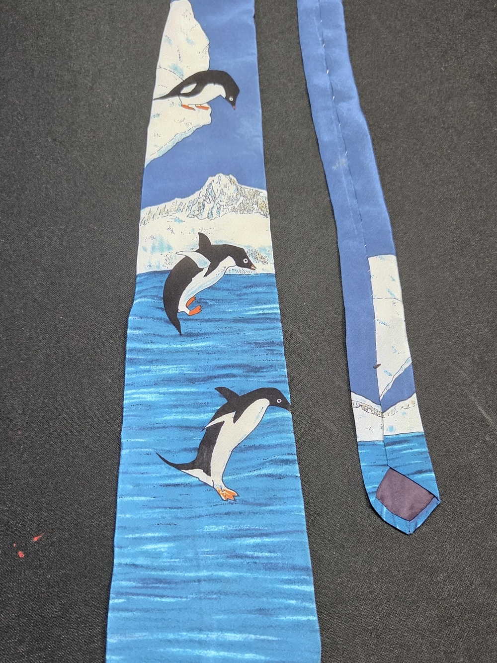 Men's Blue Penguin Print Tie - Brand Not Visible